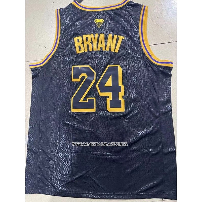 Kobe Bryant NO 8 24 Camiseta Los Angeles Lakers Black Mamba Snakeskin Negro